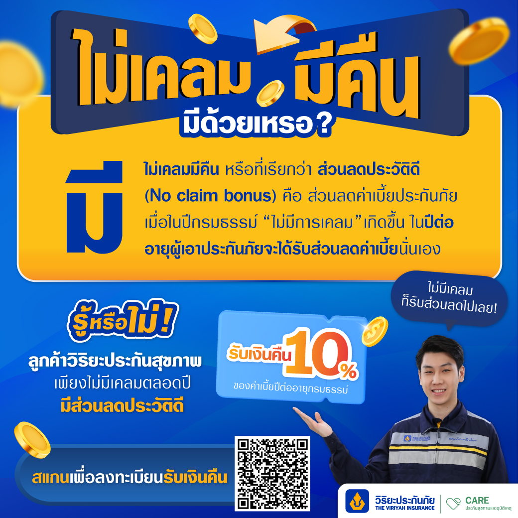 ไม่เคลมมีคืน วิริยะประกันภัย