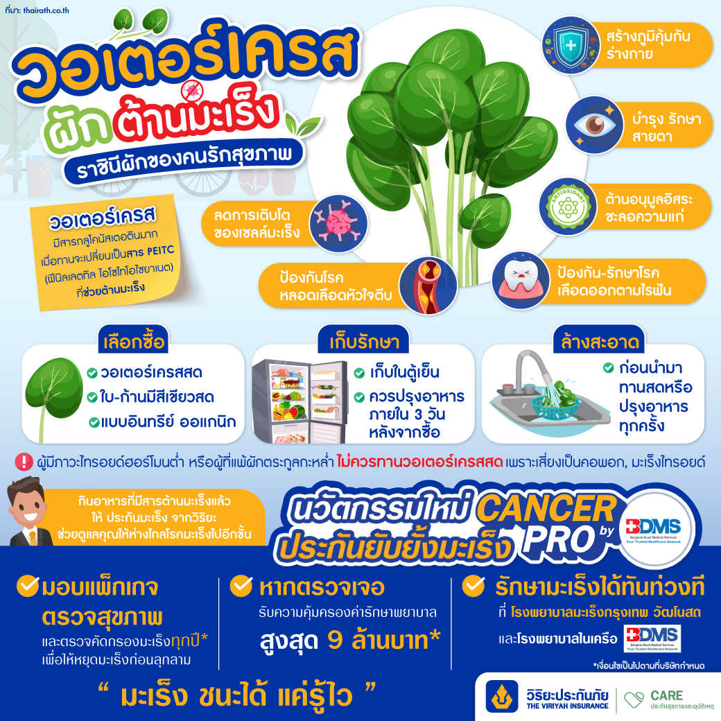 ผักวอเตอร์เครสต้านมะเร็ง