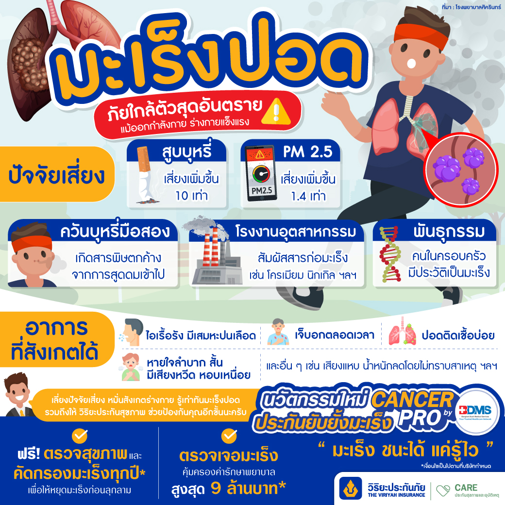 มะเร็งปอด ควันบุหรี่มือสอง ฝุ่น PM 2.5 โรงงานอุตสาหกรรม สูบบุหรี่ พันธุกรรม