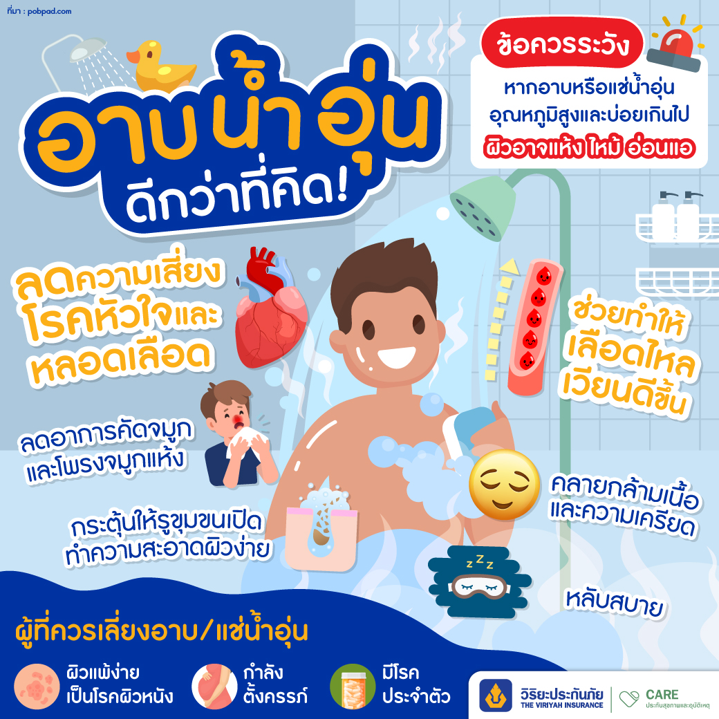 5 ประโยชน์ของการอาบน้ำอุ่น