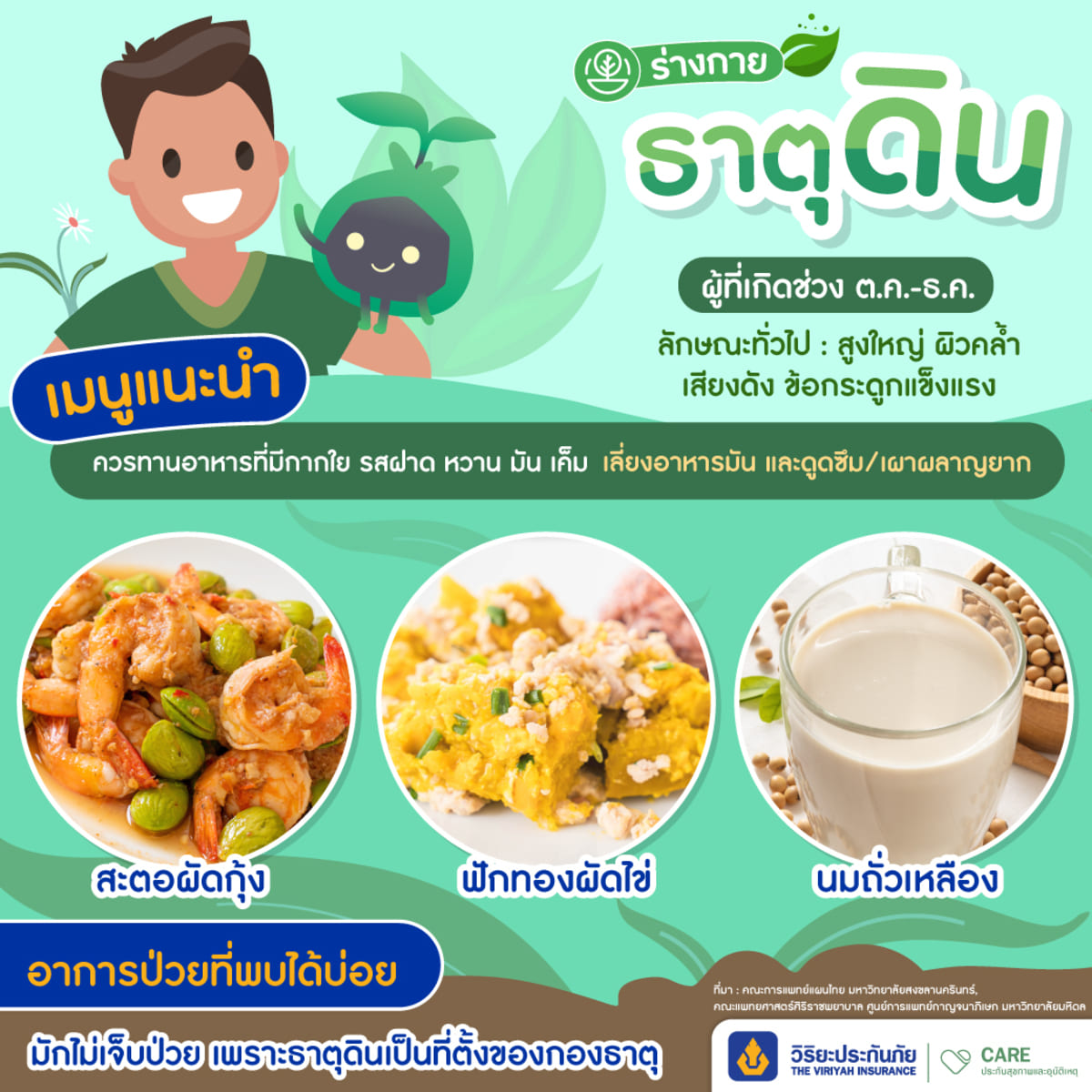 ธาตุดิน อาหารตามธาตุเจ้าเรือน ประกันสุขภาพวิริยะ